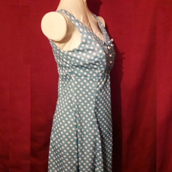 Vintage 70s Polka Dot Mini Dress, Built-In Bra, "Linda Originals" Montreal, XS - Picture 5 of 9